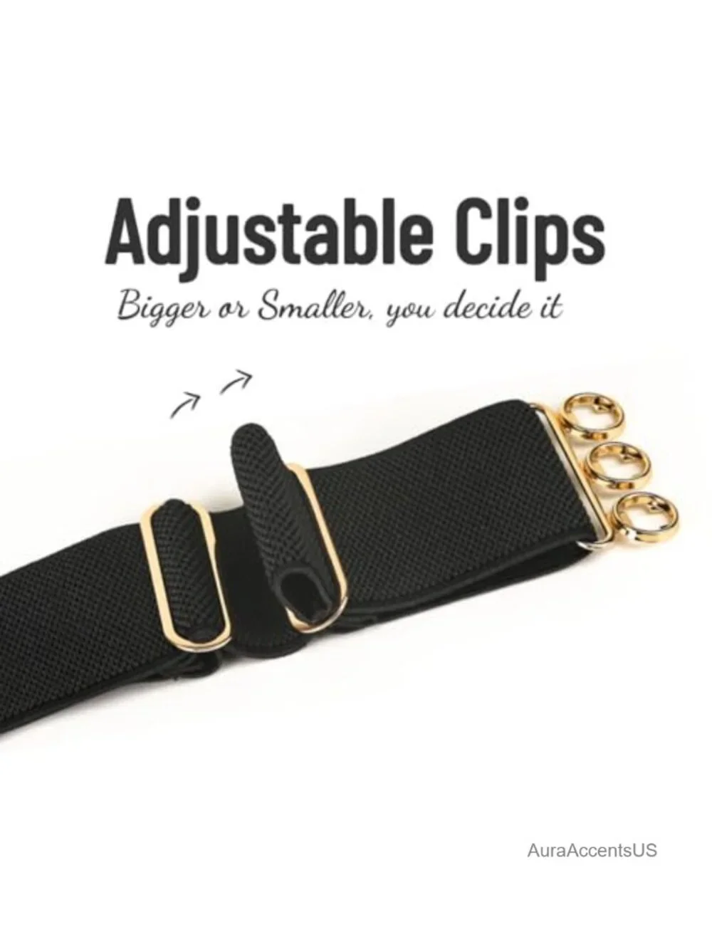 Wide Elastic Stretchy Belt with Gold Buckle for Dresses & Casual Waist 23